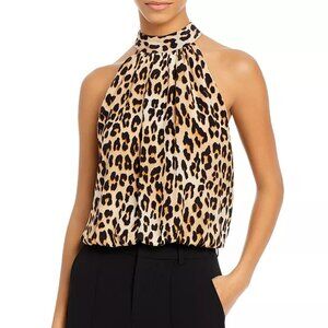 Alice + Olivia Maris Leopard Halter Top